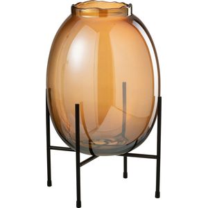 J-Line vaas op voet - glas - bruin - large - 39 cm hoog