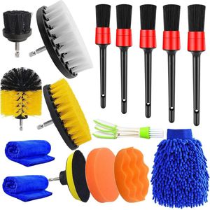 16PCS Car Detailing Brushes for Cleaning Wheels Motor Console Dashboard Air Vent Leather - Wash Mitt Scrub Sponge Polishing