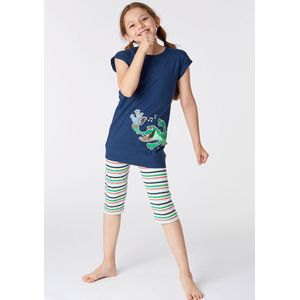 Woody pyjama meisjes - krokodil - donkerblauw - 221-1-POS-S/874 - maat 128