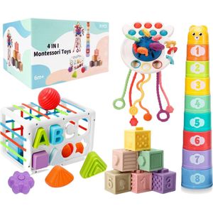 4 in 1 Speelgoed Set - Montessori Speelgoed - Baby Speelgoed - Baby Speelgoed 6 maanden - Speelgoed 1 Jaar - Kinderspeelgoed - Stapeltoren