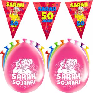 Paperdreams Sarah/50 jaar feest set - Ballonnen & vlaggenlijnen - 17x stuks