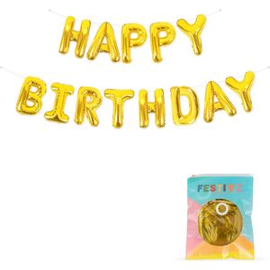 Festivz Gouden Happy Birthday Letters Ballonnen - Goud – 40 CM - Decoratie – Feestversiering – Golden - Verjaardag - Bruiloft - Feest