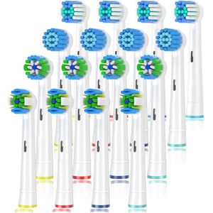 Vervangende opzetborstels Geschikt voor Oral-B Braun elektrische tandenborstel, vervangende opzetborstels geschikt voor Oral-B Pro 1000/7500/3000/7000/8000/500, 16 stuks (wit)