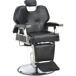 vidaXL Kappersstoel - Zwart Kunstleer - Verstelbaar Kappersstoel - Barber Chair - Salontafel - Kapperstool - Barbershop Stool