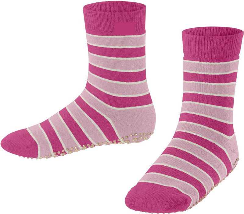 FALKE Simple Stripes met anti-slip noppen katoen huissokken kinderen pink - maat 23-26
