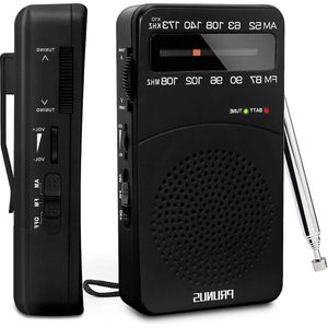 Draagbare AM(MW)/FM Radio Mini Pocket Radio - Uitstekende Ontvangst - Transistor Radio met Batterij - Afstemknop met Signaal Indicator
