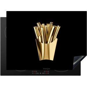 KitchenYeah® Inductie beschermer 65x50 cm - Patat - Goud - Chrome - Eten - Kookplaataccessoires - Afdekplaat voor kookplaat - Inductiebeschermer - Inductiemat - Inductieplaat mat - Keuken decoratie