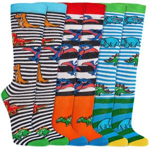 Kniekousen | Kindersokken | Thema: Dino | Maat: Diverse maten | 6 paar