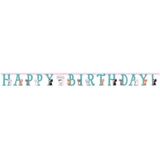 Katten/poezen thema wenslijn Happy Birthday - 210 cm - slinger