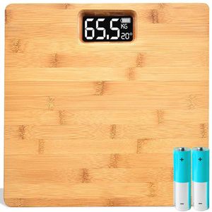 Digitale Personenweegschaal van Bamboe – Nauwkeurige Badkamerweegschaal tot 180 kg met LCD-display