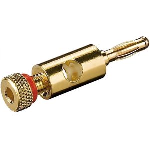 Banaan connector voor luidsprekerkabel tot 5,5 mm - metaal / verguld / rood