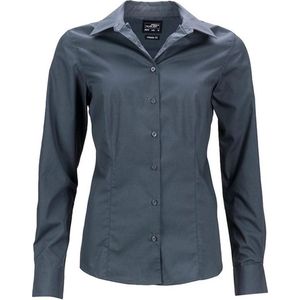James and Nicholson Dames/dames Longsleeve Business Shirt (Koolstofgrijs)