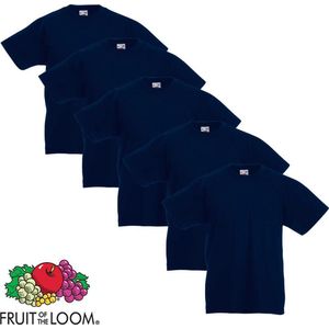 Fruit of the Loom Kinder t-shirts origineel marineblauw maat 164 5 st