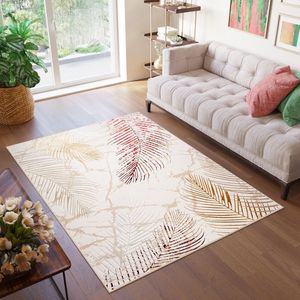Tapiso Golden Vloerkleed Laagpolig Beige Modern Tapijt Maat- 140x200