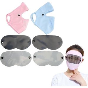 2 stuks UV-zonnemasker gezichtsmasker voor fietsen outdoor sport met veiligheidsbril roze blauw 40