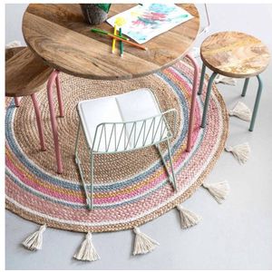 KidsDepot - Smile Jute Vloerkleed Ø120 cm - Vloerkleden