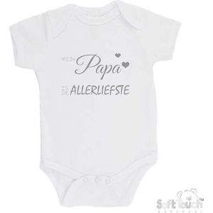 100% katoenen Romper ""Mijn papa is de allerliefste"" Vaderdag Unisex Katoen Wit/grijs Maat 62/68