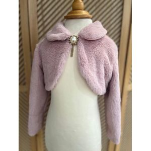 Bolero - Roze - Luxe Feestjas - Kunstbont - Voor Meisjes van 1-2 Jaar