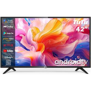 TuTu Full HD Android TV | 42 inch/106 cm | ingebouwde Chromecast | Wifi & Bluetooth | Triple Tuner, USB x2, HDMI x2 | TUS42FD1A