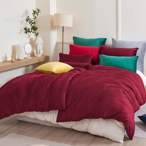 Winter Flanellen beddengoed, 135 x 200 cm, 4-delig, warm, pluizig, teddypluche, beddengoedset, voelt aan als kasjmier, microvezel fleece dekbedovertrek 2-delig + kussensloop, 80 x 80 cm, met