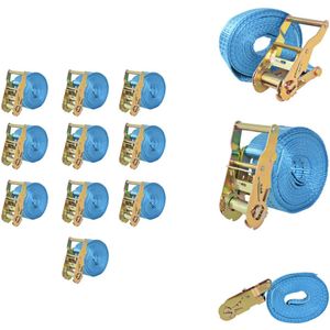 vidaXL Spanband - Spanbanden - Bagagegordel - Bagagegordels - Spanbanden 2 ton 6mx38mm blauw 10 st