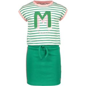 Moodstreet Meisjes jurken Moodstreet MT spoty dress stripe groen 86/92