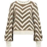 Object - Objhollow Re Knit - Pullover - White Sand/morel - Dames