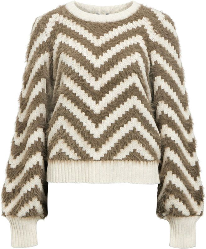 Object - Objhollow Re Knit - Pullover - White Sand/morel - Dames