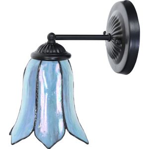 Art Deco Trade - Tiffany wandlamp zwart met Gentian Blue