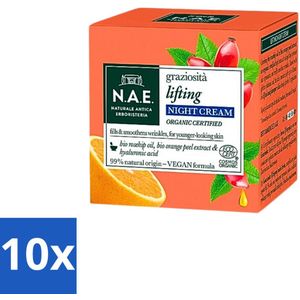 N.A.E. Graziosita Lifting Nachtcrème - Vegan & Biologisch - Hydraterend & Verjongend effect - 50ml - Bulkverpakking - 10 stuks