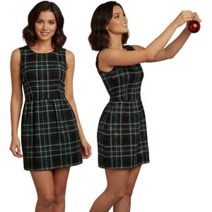 Geruite groen-zwarte mini-jurk - John Zack / S