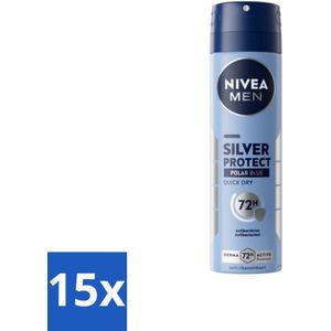 Nivea - Men - Deodorant - Spray - Silver Protect Polar Blue - 150 ml - Bulkverpakking - 15 stuks