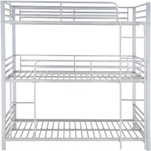 Vente-unique Stapelbed ELOUAN - 3 x 90 x 190 cm - Grijs L 200 cm x H 205 cm x D 103 cm
