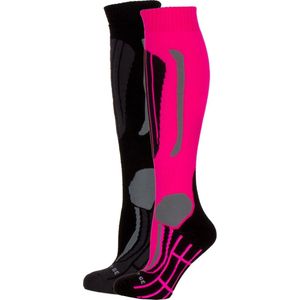 Falcon Wintersportsokken - Maat 35-38 - Vrouwen - roze/zwart/grijs