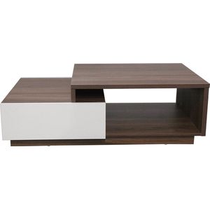 Concept-U - Donkere houten salontafel en witte laden MONTREAL