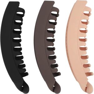 Allecto plus - 3 Pack Bananenhaarklemmen voor Dik Dun Lang Haar - Antislip Klassieke Haaraccessoires - Vrouwen - 3 Kleuren