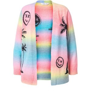 Angel of Style - Dames - Vest Straight Fit palmen smileys - Bleek turquoise - Maat 46+