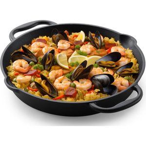 Navaris gietijzeren pan met handvaten - Gietijzeren braadpan - Geschikt voor alle warmtebronnen - Ø 30 cm - Ovenbestendig tot 260 graden