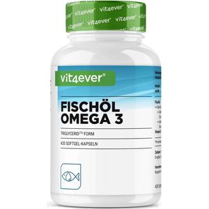 Omega 3 Visolie Triglyceride Vorm - 420 Capsules - 1000mg visolie per capsule en de omega 3 vetzuren EPA en DHA - Duurzame Visvangst - Hoge Zuiverheid Vit4ever