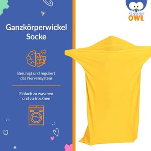 Omslagsok voor diepe druk oefening - Stressverlichting en speltherapie - Hyposensitiviteit - Sterk Lycra - Gele sok maat M 100cm lang slaaptunnel 90x200