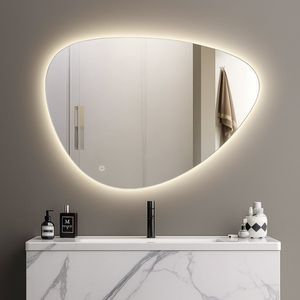 SensaHome Asymmetrische Badkamerspiegel met LED Verlichting – Dimbaar Organische Wandspiegel – 2700K/4500K/6400K – 60x90 cm