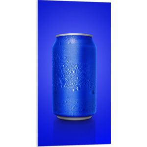 PVC Schuimplaat- Blauw Blikje tegen Blauwe Achtergrond - 50x100 cm Foto op PVC Schuimplaat