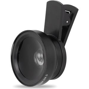 JGS Premium - Universele Telefoonlens 2-in-1 voor Mobiele Telefoon - HD Groothoek en Macrolens - Voor iPhone 13 12 11 Xs Xr 8 7 - Zwart - Professionele Kwaliteit