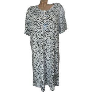 Dames nachthemd korte mouw 6529 panterprint XXXL blauw