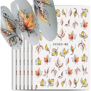 6 stuks herfst esdoornblad nagelstickers - nageldesign - zelfklevend