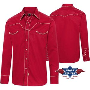 Heren Western Blouse Jack Red Stars&Stripes maat L