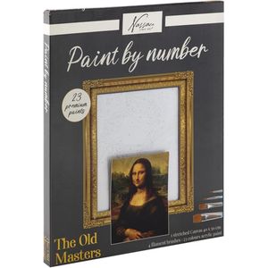 Nassau Fine Art schilderen op nummer volwassenen | The Old Masters | Mona Lisa | Inclusief gespannen canvas 40 x 50 CM - 4 filament penselen - 23 kleuren acrylverf