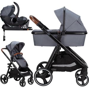 FreeON Kinderwagen Bloom 4in1 - Grijs (incl. autostoel & isofix base)