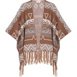 usha - Poncho - Geometrisch Patroon - Open Voorkant - Relaxed Silhouet