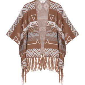 usha - Poncho - Geometrisch Patroon - Open Voorkant - Relaxed Silhouet